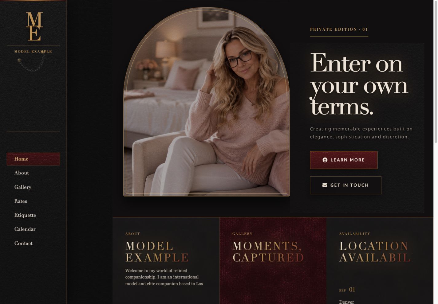 The public Model Example website powered by the same Musenest demo account